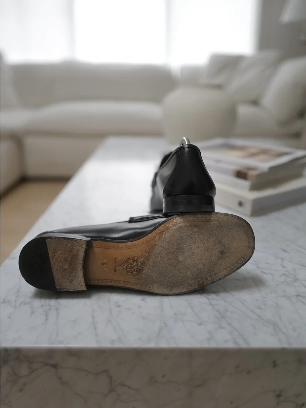 Classic Men's Black Leather Bit Loafers silver hardware 9